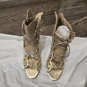 Ivanka Trump Gold Strappy Heels